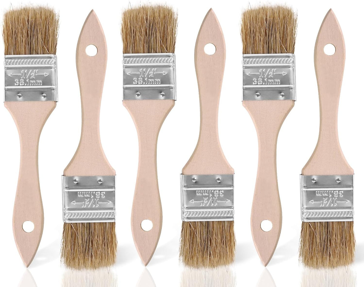 ETERNA 4Pack Household Chip Paint Brush 3inch Natural Bristles Wooden Handle Flat Brushes Set for Painting, Glue, Oil, Acrylic, Stain