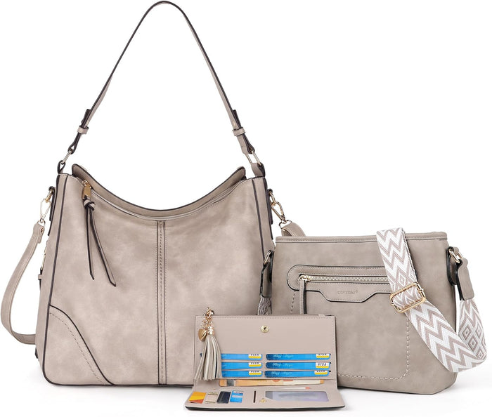 TANTOMI Purses for Women 3PCS, PU Leather Crossbody Bags Set Shoulder Handbags Purse with Wallet for Tote Hobo Bag