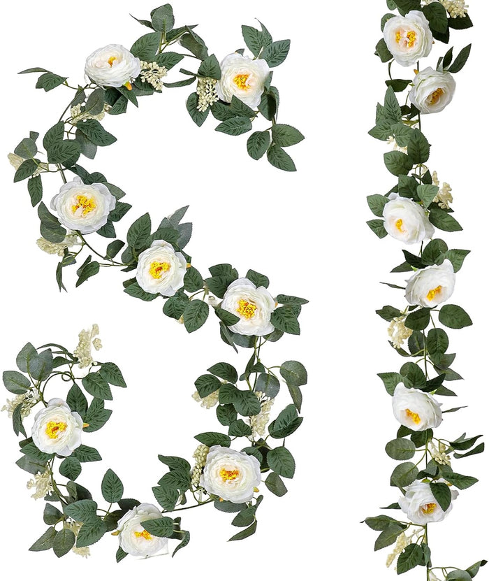 Uguisu 5.6ft Red Artificial Christmas Garland,Eucalyptus Green Garland with Berry Flower Clusters,Artificial Vines for Backdrops, Fireplaces,Dining Tables,Christmas Parties,Indoor and Outdoor Decor.