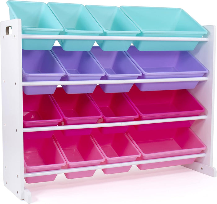 Humble Crew Supersized Toy Storage Organizer with 16 Removable Bins, Grey/White – Large Toy Storage for Toddlers Ideal for Kids' Rooms, Playrooms, and Nurseries - Modern Toy Bins for Kids