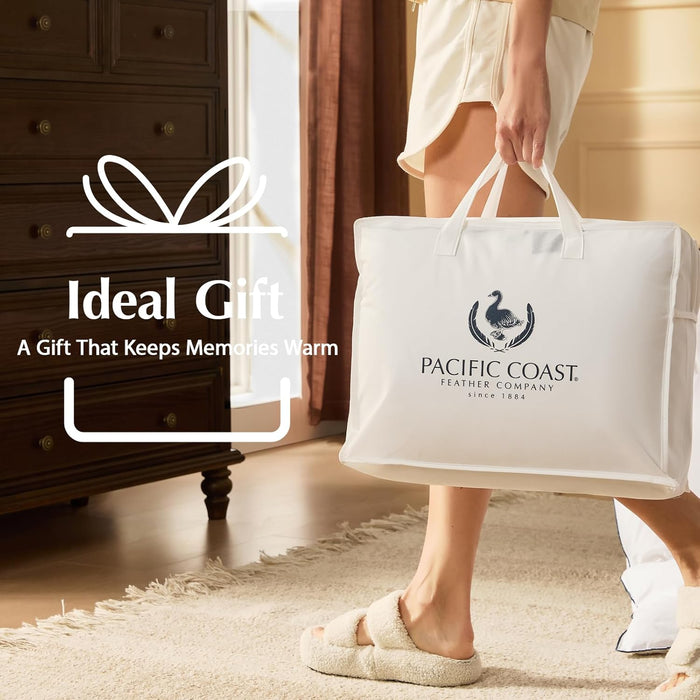 Pacific Coast Goose Feather Down Fiber Comforters King Size, Extra Fluffy White Duvet Insert, Ultra-Soft, Breathable, All Season Hotel Luxury Bedding Comforters, 8 Corner & Center Loops (106"x90")