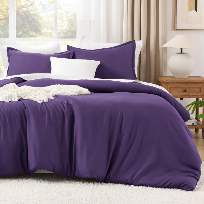 Litanika White Comforter King Size, 3 Pieces Lightweight Solid Bedding Comforter Set, All Season Fluffy Bed Set (104x90In Comforter & 2 Pillowcases)