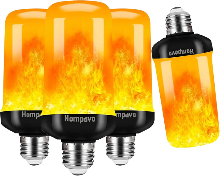 Hompavo 【Upgraded】 LED Flame Light Bulbs, 4 Modes Flickering Light Bulbs with Upside Down Effect, E26/E27 Flame Bulb for Halloween Christmas Party Patio Porch Home Indoor & Outdoor Decorations - 2