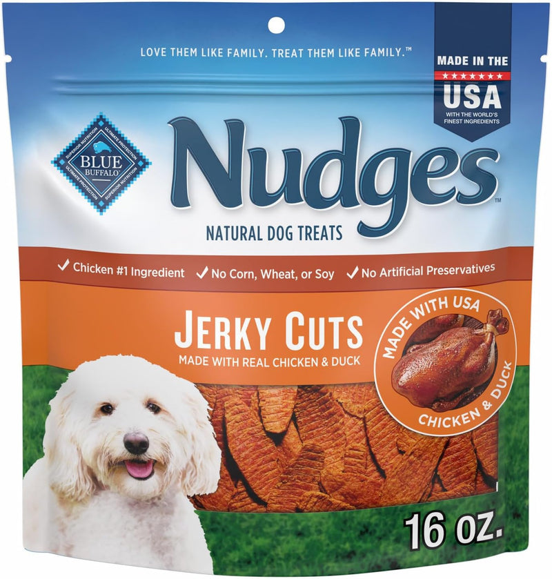 Blue Buffalo Nudges Jerky Bites Dog Treats, Made in the USA with Natural Ingredients, Bite-Sized Pieces, Chicken, 16-oz Bag