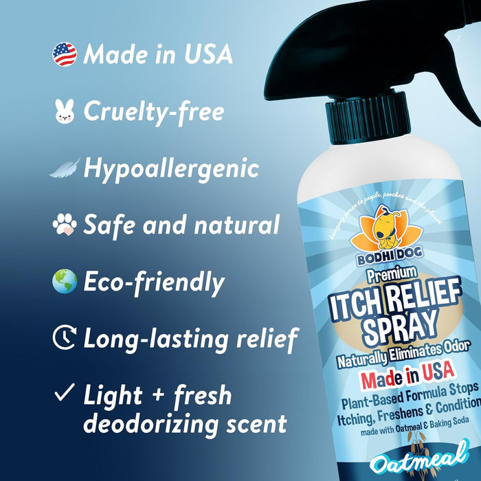 Bodhi Dog Itch Relief Spray - Natural Relief for Dry, Itchy, Allergic, or Bug-Bitten Skin - Safe for Dogs & Cats - Soothing Oatmeal Formula - Made in USA (Oatmeal, 17 Fl Oz)