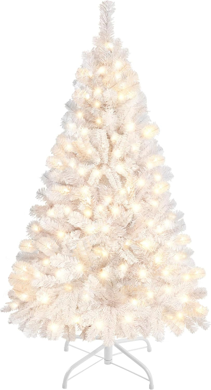 Yaheetech 9ft Pre-lit Spruce Artificial Hinged Christmas Pine Tree Prelighted Holiday Xmas Tree for Home Party Decoration with 850 Warm White Lights and 2160 Branch Tips, Green