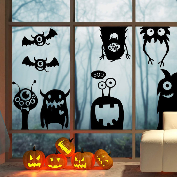 CCINEE 10PCS Giant Halloween Window Clings Novelty Cute Wiggly Monster Window Decal Stickers for Halloween Decoration Supply