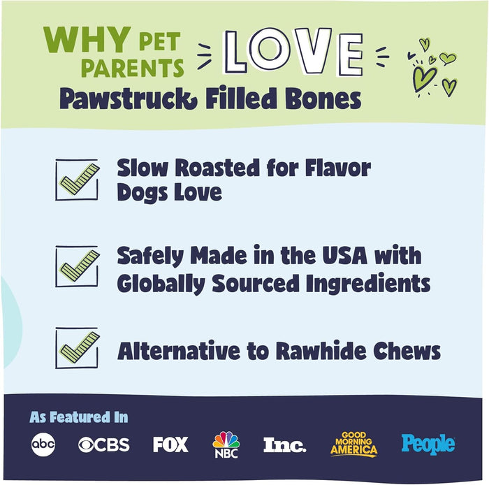 Pawstruck Large 5-6" Filled Dog Bones, Peanut Butter Flavor - Made in USA, Long Lasting Stuffed Femur for Aggressive Chewers, Dental Treat - Pack of 3, Packaging May Vary