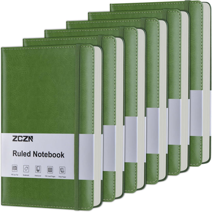 ZCZN Lined Journal Notebooks for Work, 5.5x8.3 in, 192 Pages, Hardcover Leather A5 Journals for Writing, Diary & Travel, College Ruled Journaling Notebooks for School, Office, Home (Black*6)