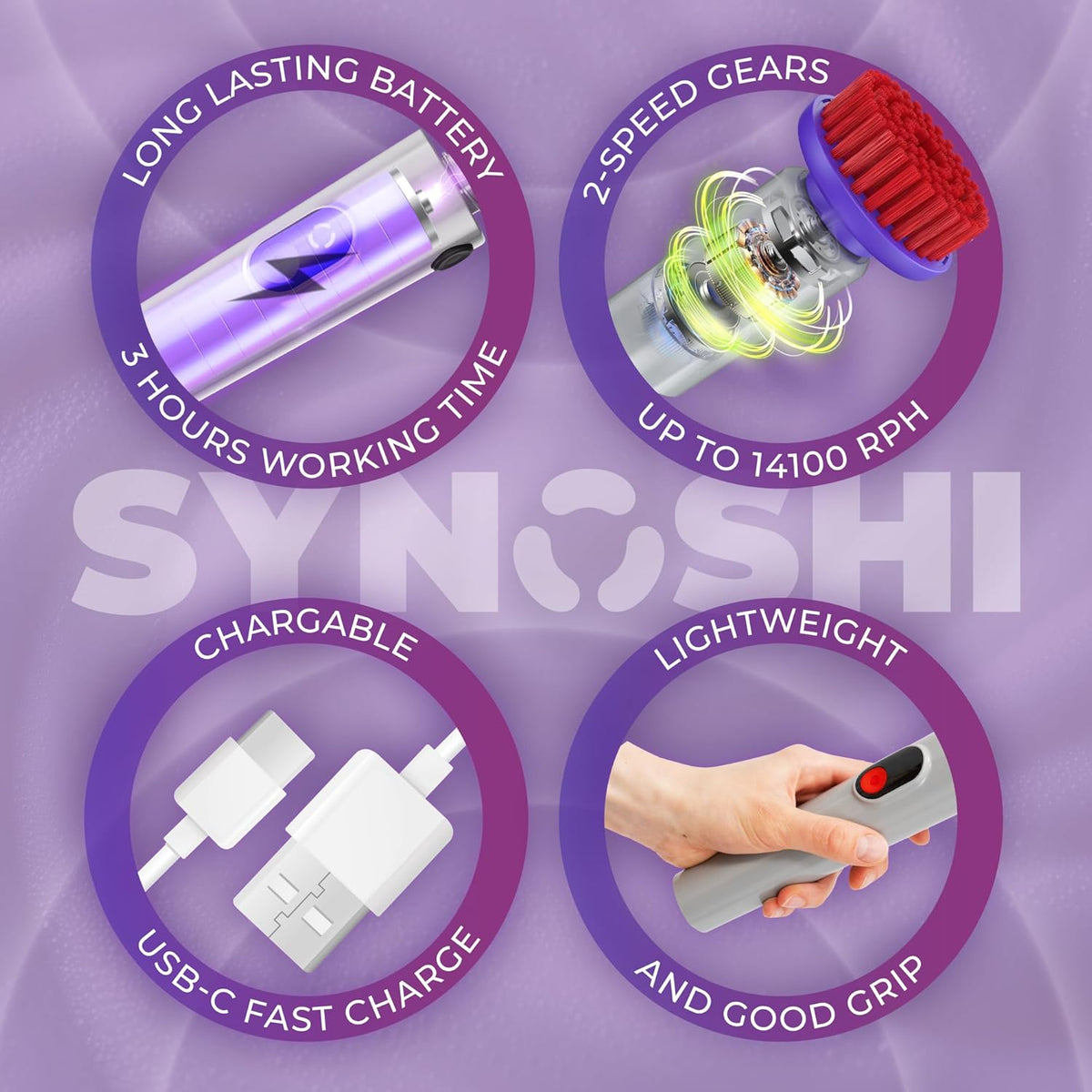 PRO Electric Spin Scrubber, Cordless Cleaning Brush Bathroom Scrubber. Waterproof Shower Cleaner Brush with Adjustable Angles, 2 Speed, 180Min Work Time for Floor, Bathtub, Kitchen, Car, Tub