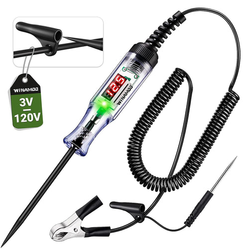 Automotive Test Light with 3-48V LED Digital Voltage Display, Auto Circuit Tester with Voltmeter & Dual Color Polarity Indicate, Electric Test Pen w/Stainless Probe for Car/Truck/SUV Checker