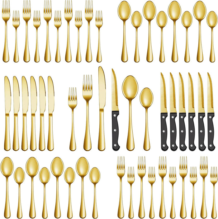 Silverware Set with Steak Knives Service for 4,Stainless Steel Flatware, Mirror Polished Cutlery Utensil Set for Home Kitchen Eating Tableware, Include Fork Knife Spoon, Dishwasher Safe