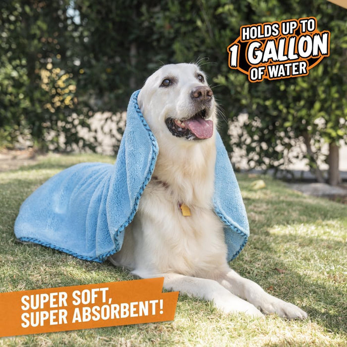 Furrocious Super Absorbent, Ultra Soft Microfiber Pet Towel for Drying & Grooming Dogs, Cats & More by Chemical Guys, Blue (25 inches x 36 inches) PCS1996 - Pet Blanket, Pet Bed Topper