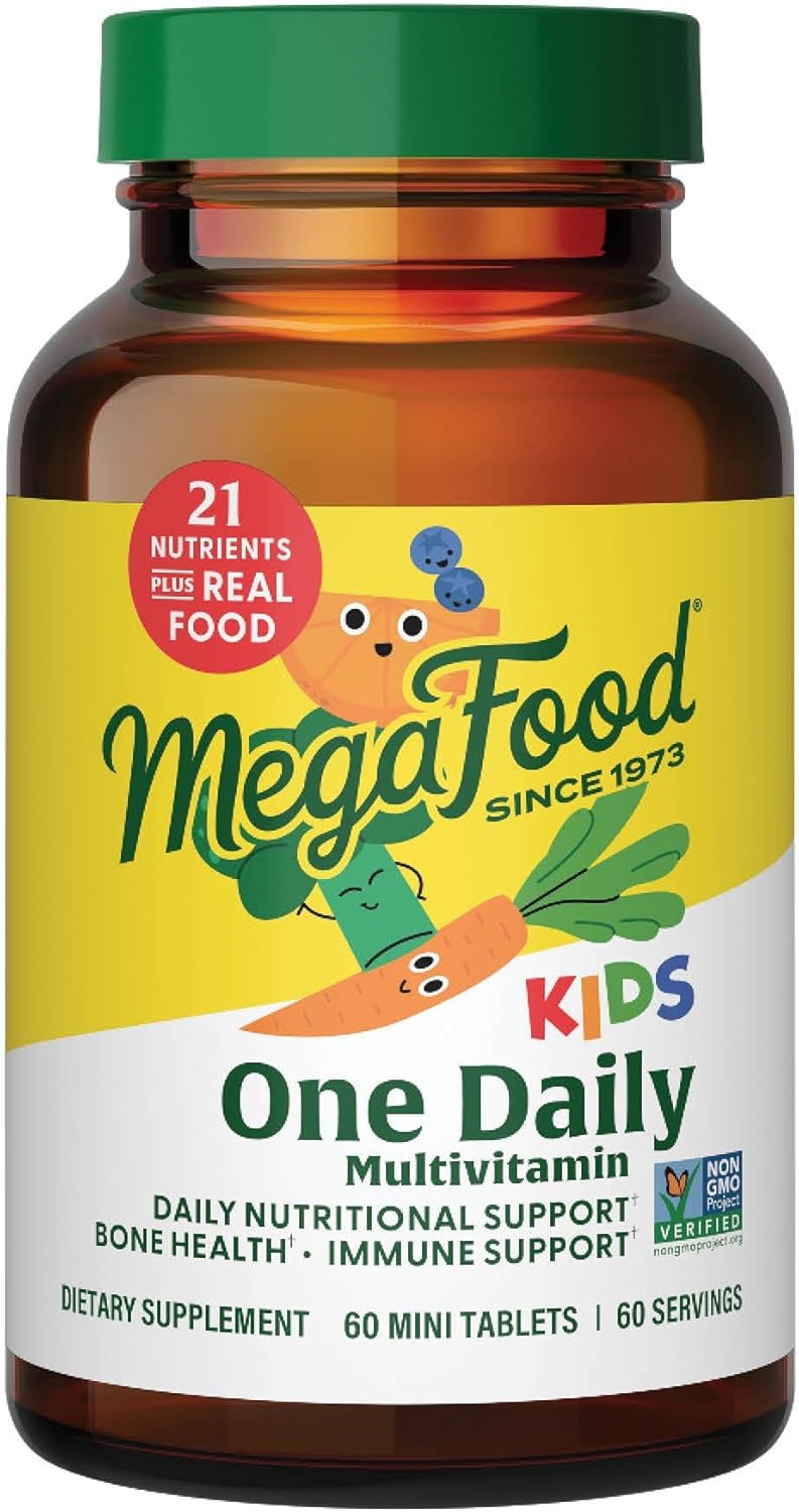 MegaFood Kids One Daily Multivitamin - Convenient Mini Multivitamin for Kids - with Zinc, Vitamins C, B & D - Vegetarian, Gluten Free, Non GMO - 30 Tablets, 30 Servings
