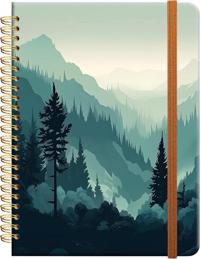 Ruled Spiral Writing Notebook,A5 Hardcover Lined College Journal for Women Lady Girl,Strong Twin-Wire Binding with Premium Paper,8.4" X 6",Perfect for School,Office,Home Gifts(watercolor roes floral)