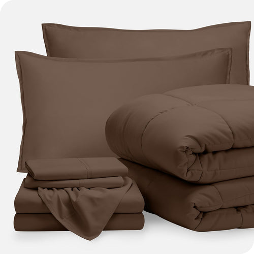 Bare Home Bed-in-A-Bag 5 Piece Comforter & Sheet Set - Twin XL - Goose Down Alternative - Ultra-Soft 1800 Premium Bedding Set (Twin XL, Grey/Grey)
