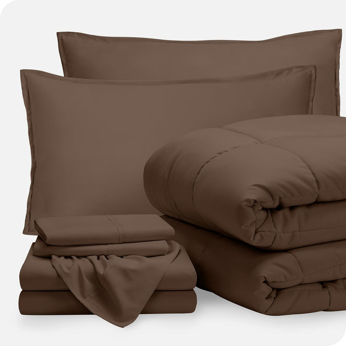 Bare Home Bed-in-A-Bag 5 Piece Comforter & Sheet Set - Twin XL - Goose Down Alternative - Ultra-Soft 1800 Premium Bedding Set (Twin XL, Grey/Grey)
