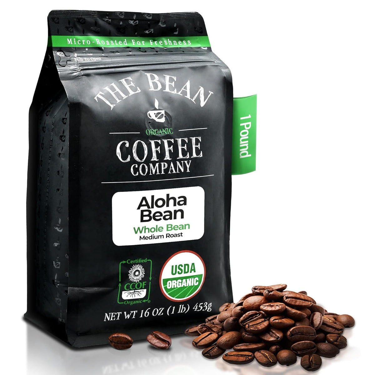 The Bean Organic Coffee Company Mocha Java, Medium Roast, Whole Bean Coffee, 16-Ounce Bags (Pack of 2)