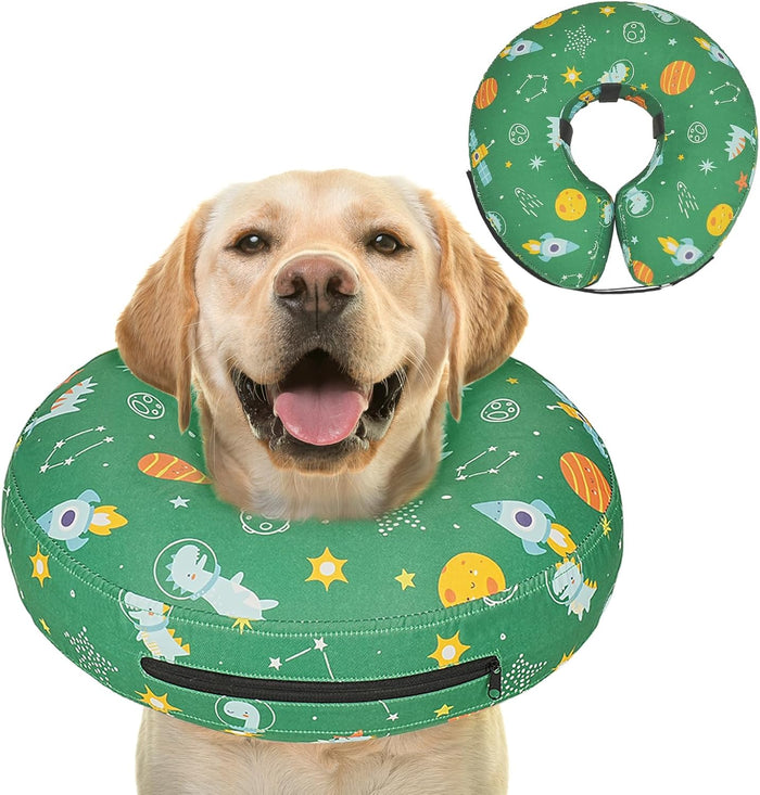 Elevated Inflatable Dog Cone Collar to Stop Licking, Dog Donut Collar After Surgery, Soft Pet Cone Alternative for Small Medium Large Dogs