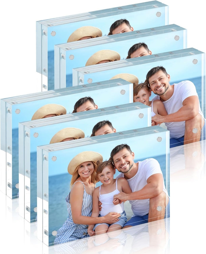 HOUSE DAY Acrylic Picture Frames 8x10, 1 Pack Magnetic 8x10 Picture Frame, Double Sided Clear 8 x 10 Photo Frame with Microfiber Cloth, Frameless FreeStanding 8x10 Frame Gift for Desktop Display