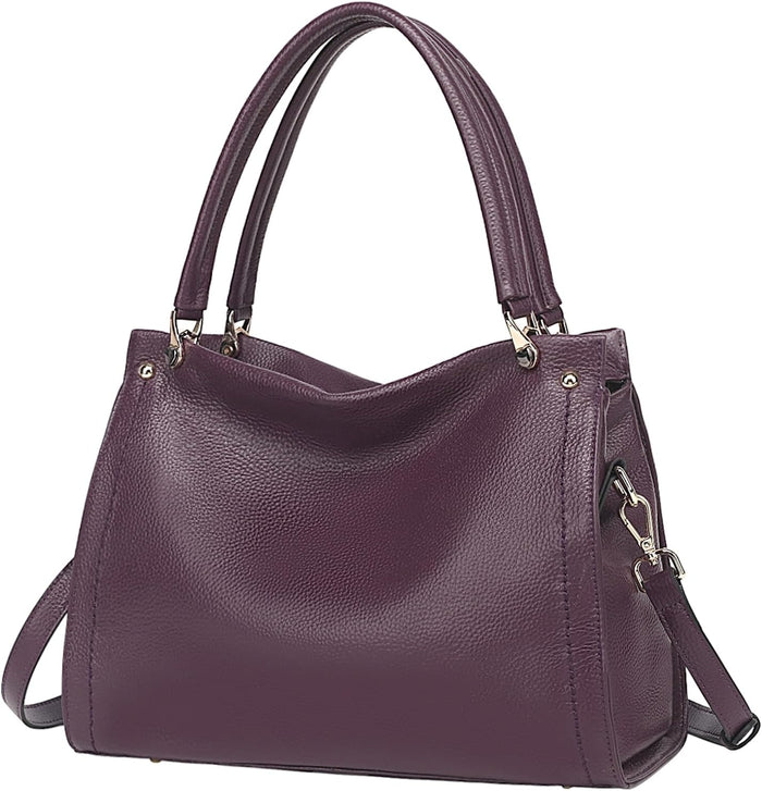 KOGTLA Women's Genuine Leather Purses with Detachable Satchel Strap, Ladies Tote Bag Handbags Top-Handle Shoulder Hobo Bags