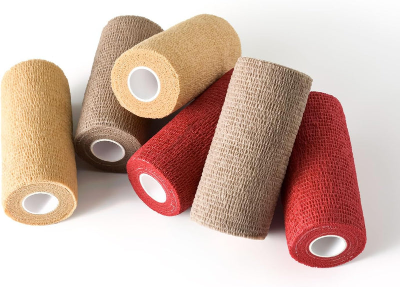 WePet Pet Wrap, Self-Adhesive, Only Sticks to Itself, Non-Woven Tape for Dog Legs, Paws, Wounds, First Aid Cohesive Gauze for Horse, Cat, Bird, Animal, 6 Rolls, 2 Inch, Pawprints A