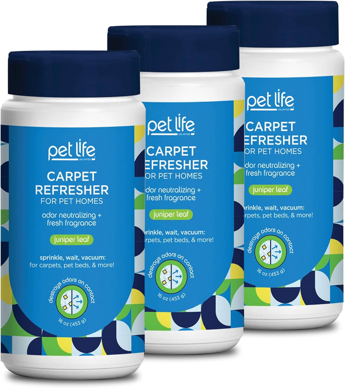 Pet Life Unlimited Carpet Refresher & Deodorizer Powder - Pet Safe, Plant Based Juniper Leaf Scent, Made in USA - 16oz (Pack of 1)