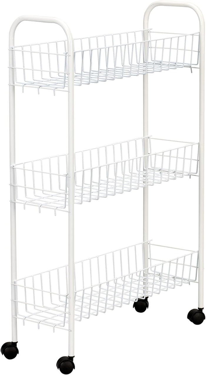 Household Essentials Slim Storage Cart, 3 Shelf Storage Cart with Wheels, Perfect for Laundry Rooms, Bathrooms, Pantries, Kitchens and More