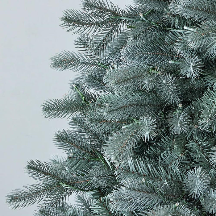 7.5FT Blue Spruce Christmas Tree by Seasonal LLC | 56" Diameter | Pre-Strung with 500 Warm White LED Lights | EZ-Connect Center Pole Light Connections | Hinged Branch Design