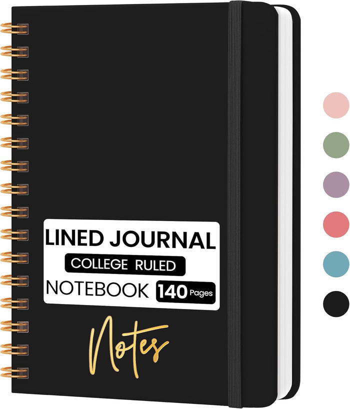 Lined Spiral Journal Notebook, A5 College Ruled Notebook for Journaling, Note-Taking, and Daily Planning, Durable Hardcover with an Elegant Design, Purple