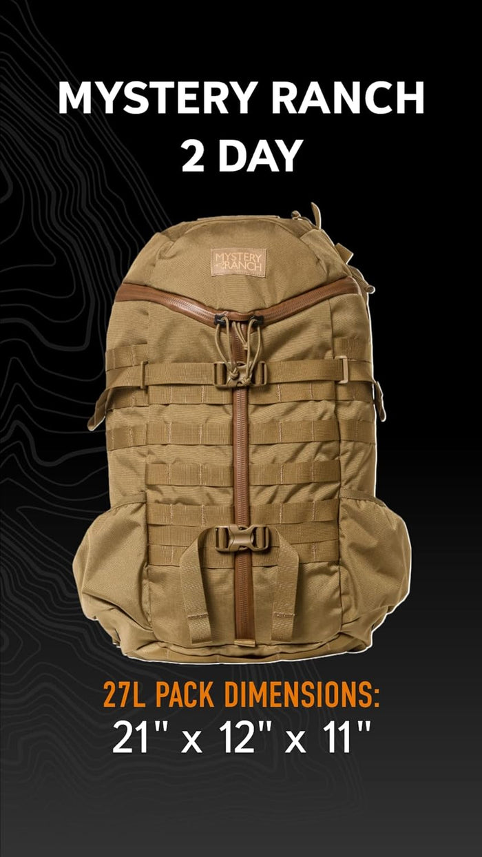 Mystery Ranch 2 Day Backpack – Tactical Daypack with Easy Access & Padded Computer Sleeve – Coyote, S/M