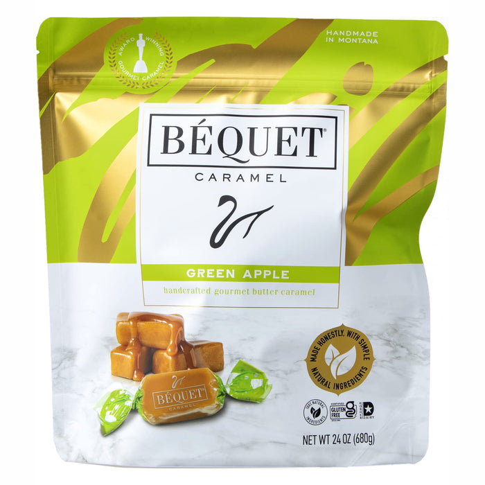 Béquet Caramel - Chewy - Gourmet Caramel Candy - Caramel Candy Individually Wrapped - Made in Montana - Kosher (Star D) and Gluten Free - 8 oz Gift Bag