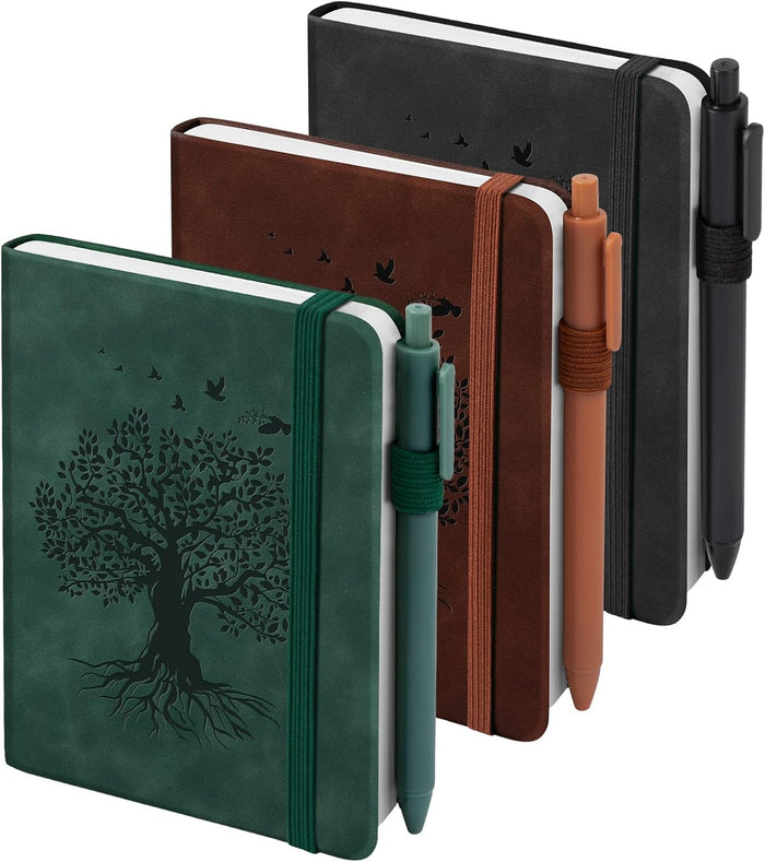 3 Pack Pocket Journaling Notebooks, A6 Small Notebook For Note Taking Journaling Notebooks Journals For Writing Mini Note Pads With Pen Holder 120 Pages 100 GSM Thick Paper-3 Aegean Blue