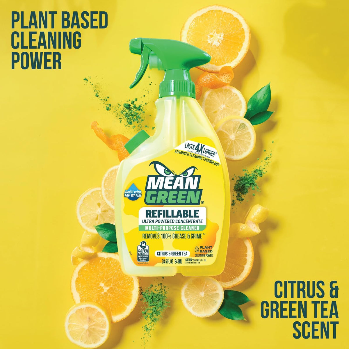 Mean Green Refillable Ultra Powered CONCENTRATE Multi-Purpose Cleaner, Citrus & Green Tea, 14.3 Ounce, 6 Pack