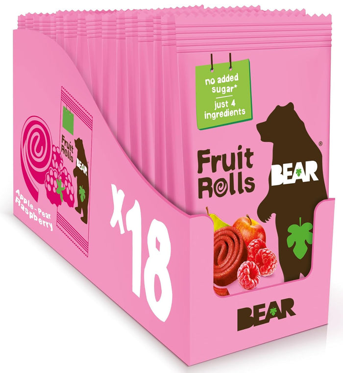 BEAR Real Fruit Snack Splits - Gluten Free, Vegan, and Non-GMO - Variety Pack (Apple/Strawberry, Raspberry/Pineapple)– Healthy School And Lunch Snacks For Kids And Adults, 0.7 Ounce (Pack of 20)