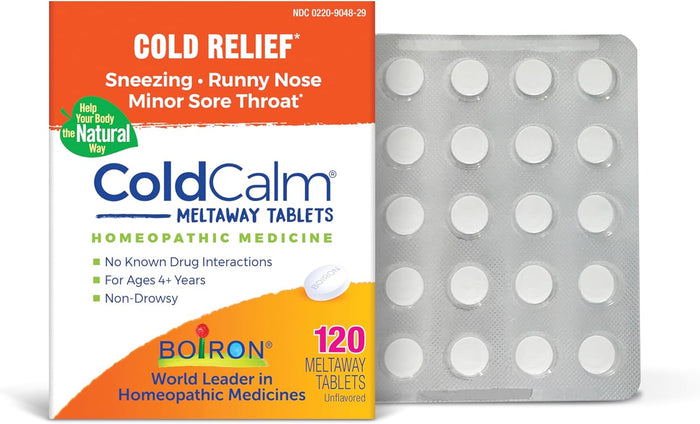 Boiron ColdCalm Tablets for Relief of Common Cold Symptoms Such as Sneezing, Runny Nose, Sore Throat, and Nasal Congestion - Non-Drowsy - 60 Count