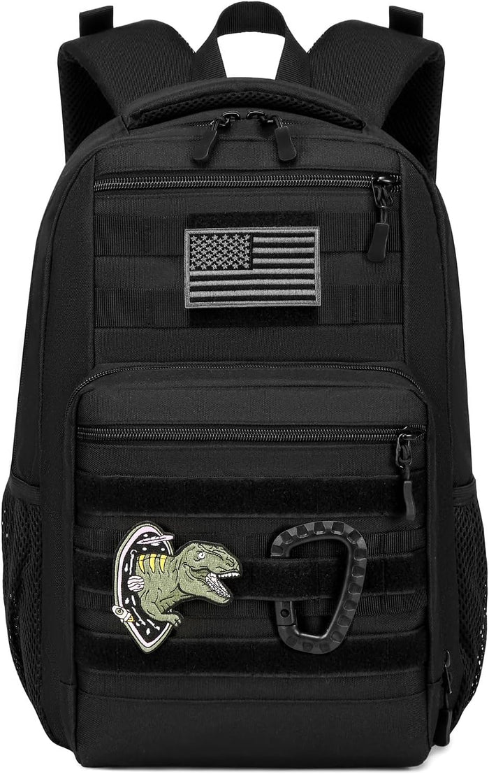 Kids Tactical Backpack Army Molle Bookbag Military Boys Backpack for School, Outdoor, Camping, Black Camo
