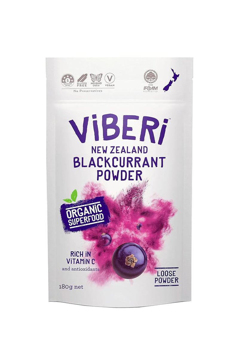 ViBERi Organic Blackcurrant Powder 450g (Loose Powder) | New Zealand Grown Superfruit | Naturally high in Vitamin C and Antioxidants | Ideal for Smoothies & Training Plans