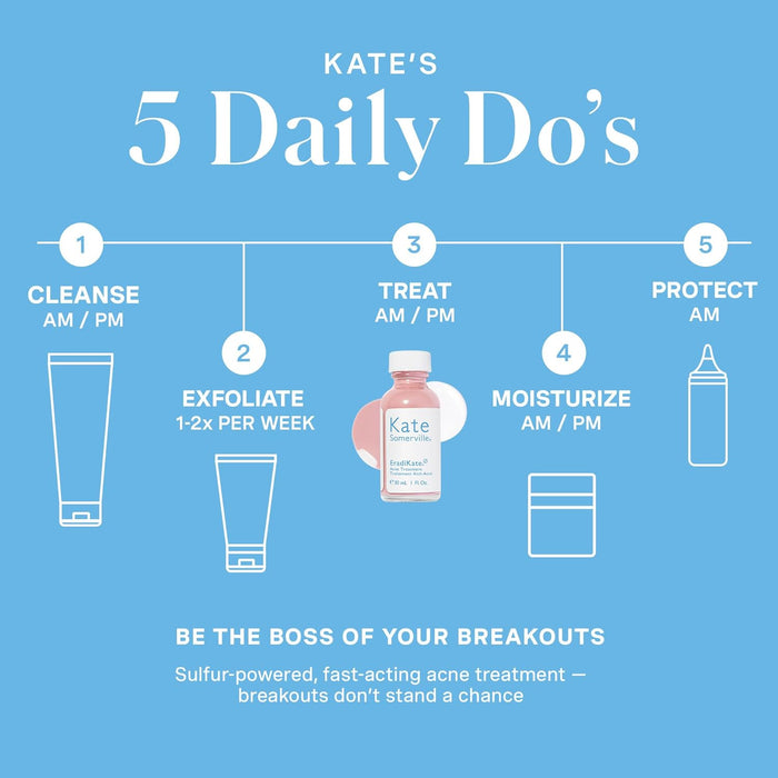 Kate Somerville EradiKate Acne Treatment - Clinically Formulated 10% Sulfur and BHA Spot Treatment – Clears Pimples, Cleans Pores and Prevents Breakouts, 1 Fl Oz