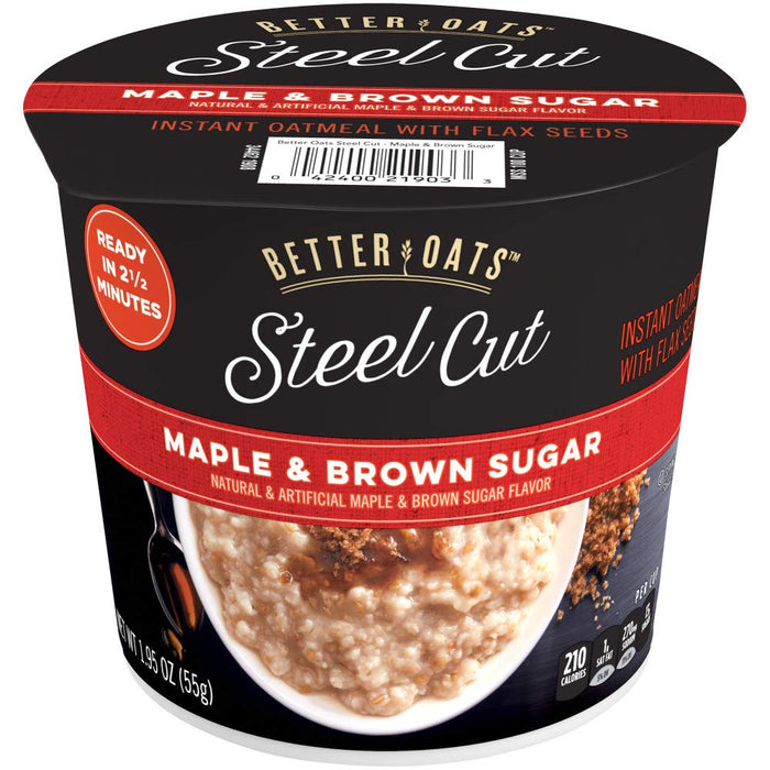 Better Oats Original Steel Cut Oatmeal Packets, Instant Oatmeal Packets with Steel Cut Oats and Flax Seeds, Quick Oatmeal Pouches Ready in 2.5 Minutes, Original Flavor, Pack of 10, 11.6 OZ Pack
