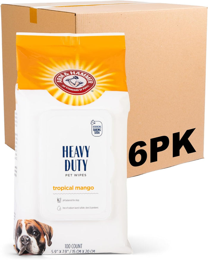 Arm & Hammer Dog Grooming Wipes - Natural Deodorizing Pet Wipe with Coconut - Travel Essential & Supplies for Dogs - Dog Whole Body & Face Cleaning - Odor Eliminator with Baking Soda Power - 100 Count