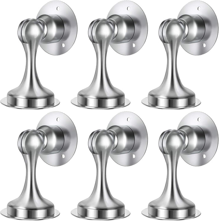WINONLY Door Stopper, 4 Pack Magnetic Door Stop, Stainless Steel, Magnetic Door Catch, 3M Double-Sided Adhesive Tape, No Drilling, Screws for Stronger Mount, Hold Your Door Open, 4 Pack for Wide Doors