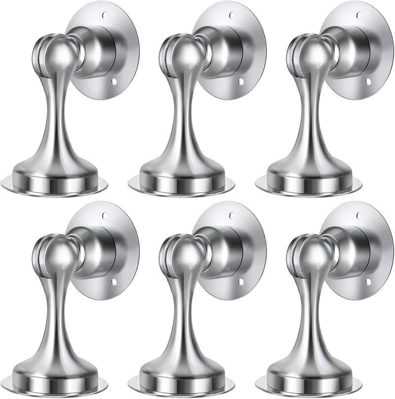 WINONLY Door Stopper, 4 Pack Magnetic Door Stop, Stainless Steel, Magnetic Door Catch, 3M Double-Sided Adhesive Tape, No Drilling, Screws for Stronger Mount, Hold Your Door Open, 4 Pack for Wide Doors