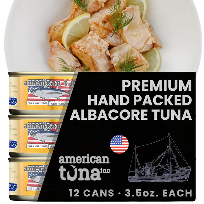 American Tuna Sushi-grade Wild Albacore Tuna Fish - No Salt Added, Wild Caught, MSC Certified, and Pole Caught | (6) 6 Ounce Cans | Super Premium Canned Tuna for Health and Flavor Enthusiasts!