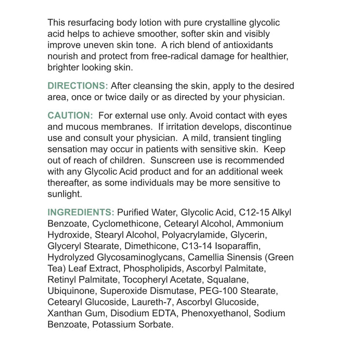 Replenix Glycolic Acid 15% Resurfacing Body Lotion, Medical-Grade Brightening & Hydrating Exfoliating Cream for Skin Discoloration & Rough Texture (6.7 fl. oz)