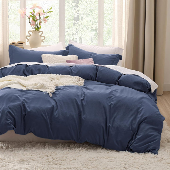 Bedsure Duvet Cover Queen Size - 3 Pieces Prewashed Extra Soft Bedding Set, Includes 1 Duvet Cover 90x90 Inches with Zipper Closure & 2 Pillow Shams, Linen, Comforter Not Included