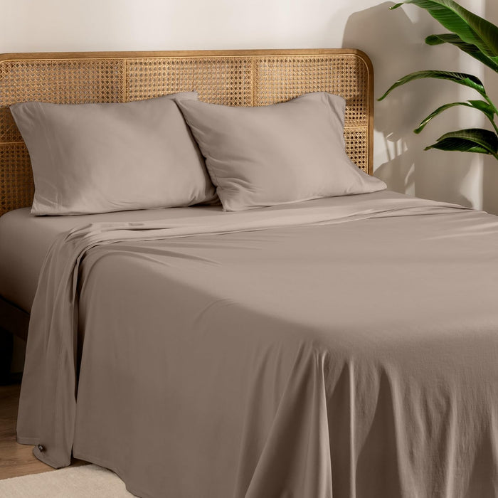 Bare Home 100% Organic Cotton Jersey Sheet Set, Ultra Soft, 100% Cotton - Sheet Set & Pillowcase - Deep Pocket Bed Sheets (Twin XL, Grey)