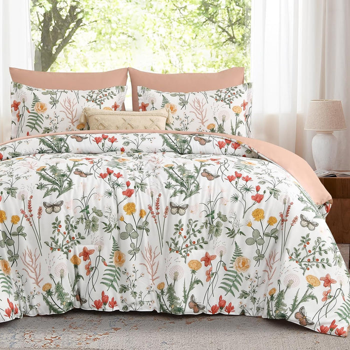 Yiran King Size Comforter Set 7 Pieces, Peacock Blue Botanical Floral Winter Comforter Bedding Set, Bed in a Bag King, Soft Microfiber Complete Bedding Set with Sheets for All Season