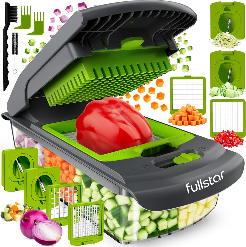 Fullstar The Original Pro Chopper - Vegetable Chopper and Spiralizer, Food Chopper with Container, Fruit Slicer, Kitchen Gadgets & Accessories, Home Essentials (4 in 1, White)