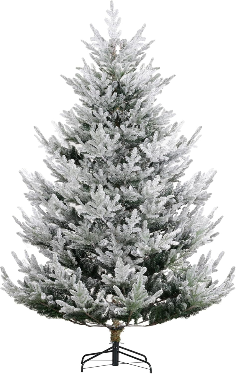 HOMCOM 7.5 Foot Artificial Christmas Tree, Pine Hinged Xmas Tree with 1218 Realistic Branches, Steel Base, Auto Open, Green